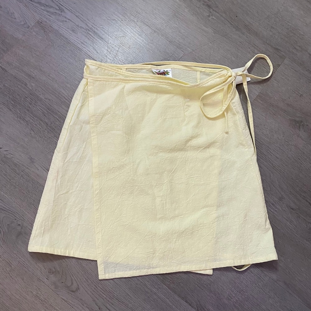 Vintage Yoyo's 2 piece Beach Wrap Mini Skirt Set Womens Small Yellow Textured